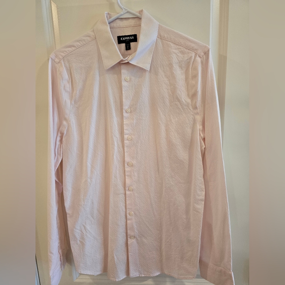 Express 1MX Slim Fit Dress Shirt | Textured Light Pink | Medium | NWOT